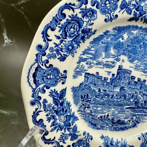 Staffordshire Blue & White Windsor 9” Castle English Plate by Unicorn - Picture 15 of 17